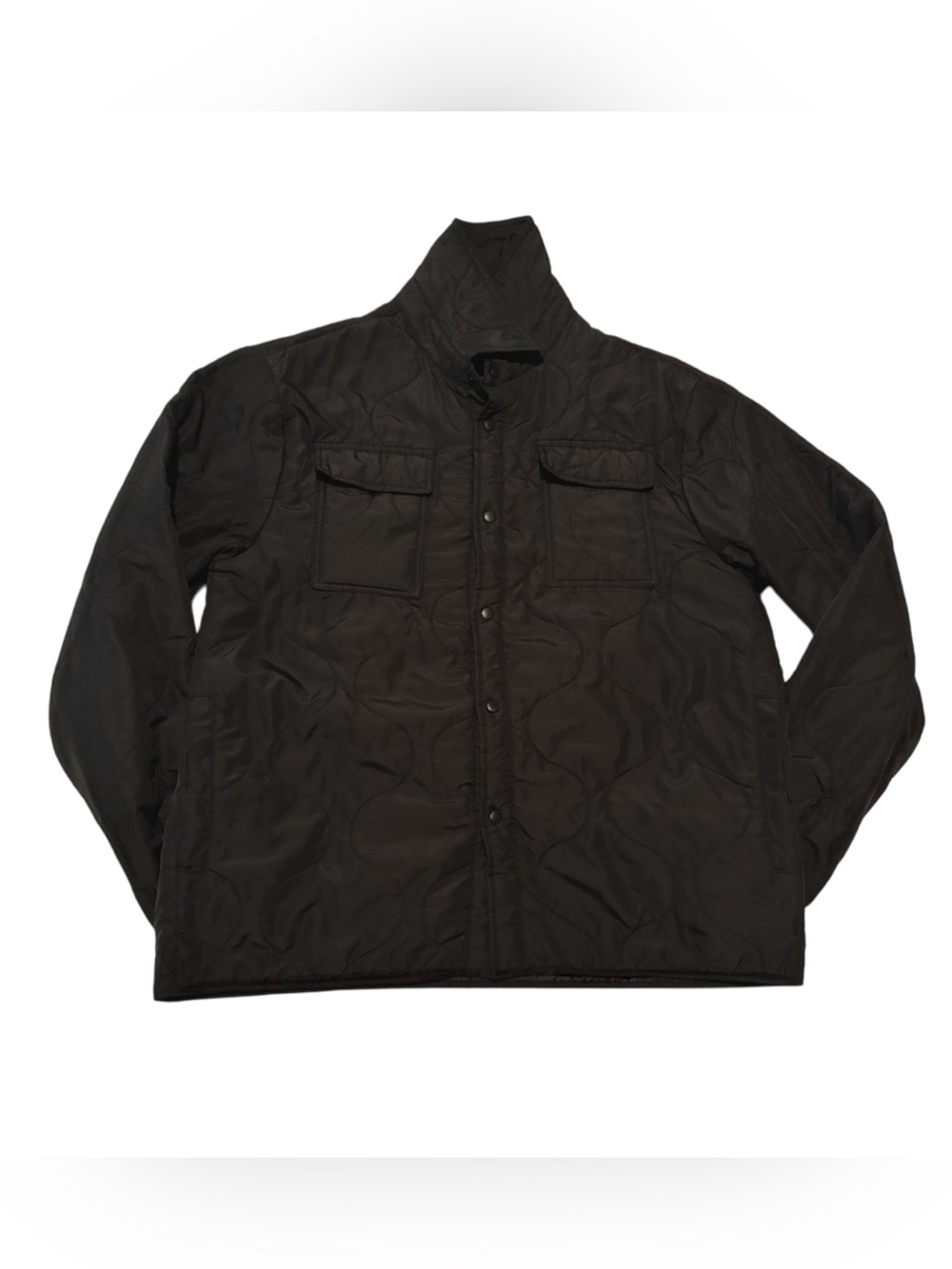 Mens Comfy Black Quilted Shirt Jacket Size L